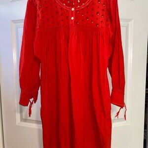 Madewell Women's Red Eyelet Daybreak Dress Size M Knee Length Casual
